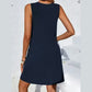 Alexandra Navy Button‑Detail Shift Dress
