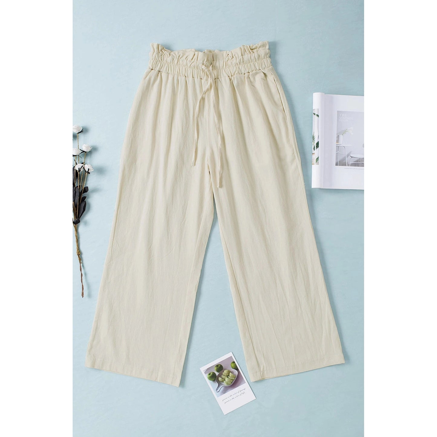 Minni Paperbag Waist Straight Leg Cropped Pants