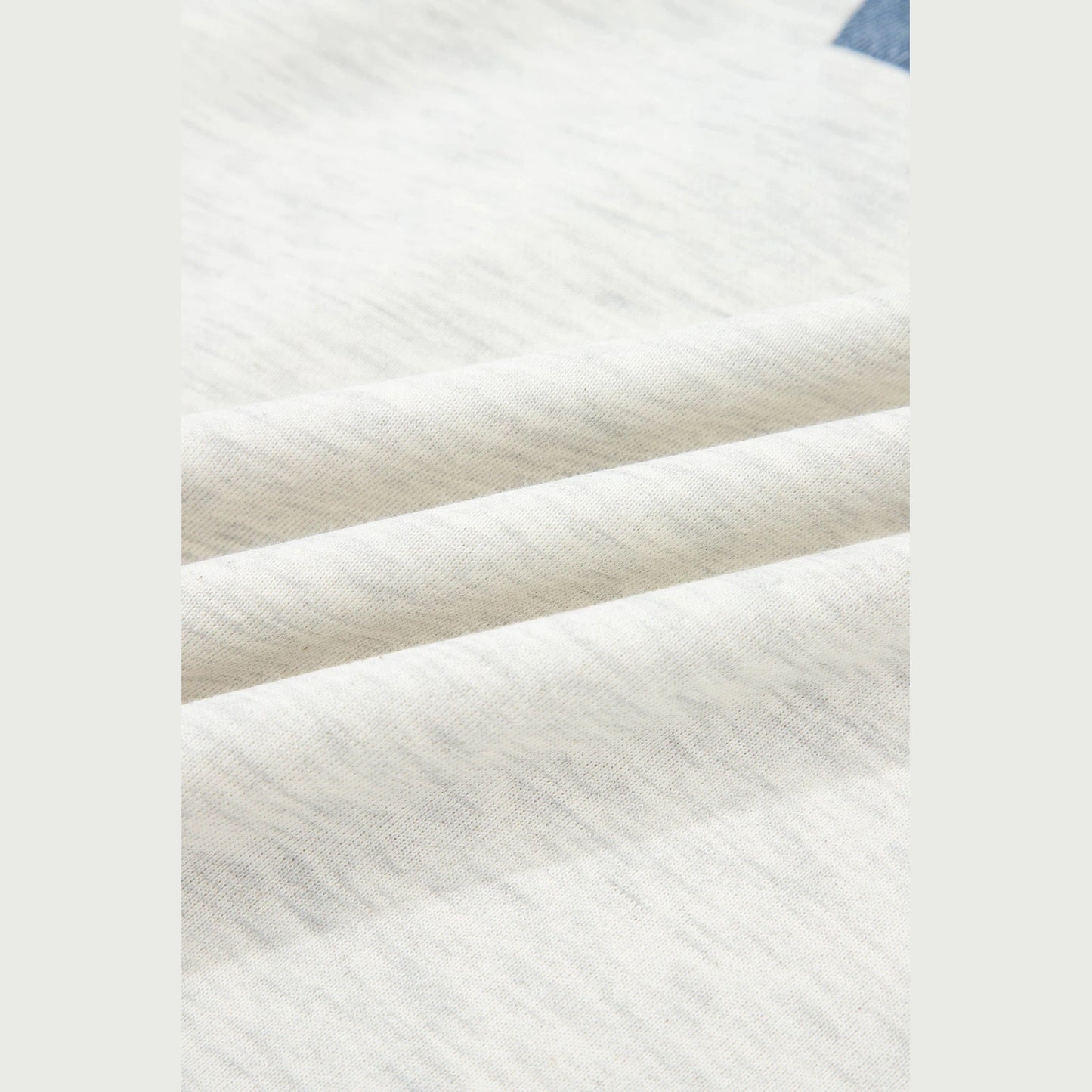 Mirasol Light Grey Denim Patchwork Buttoned Polo Collar Long Sleeve Top