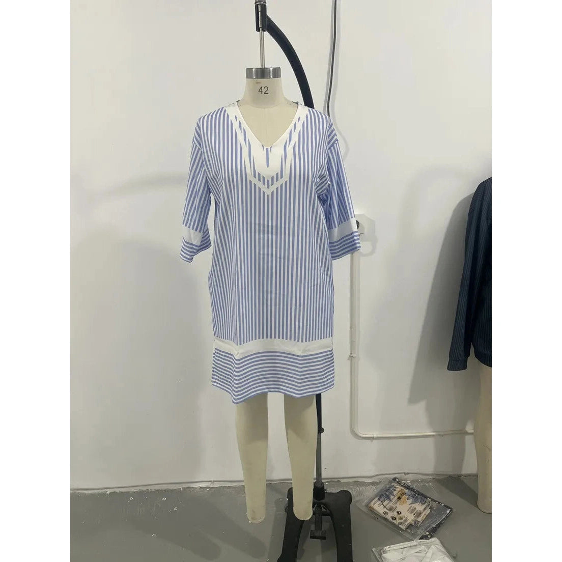 Marisol Light Blue Coastal Stripe Daydress