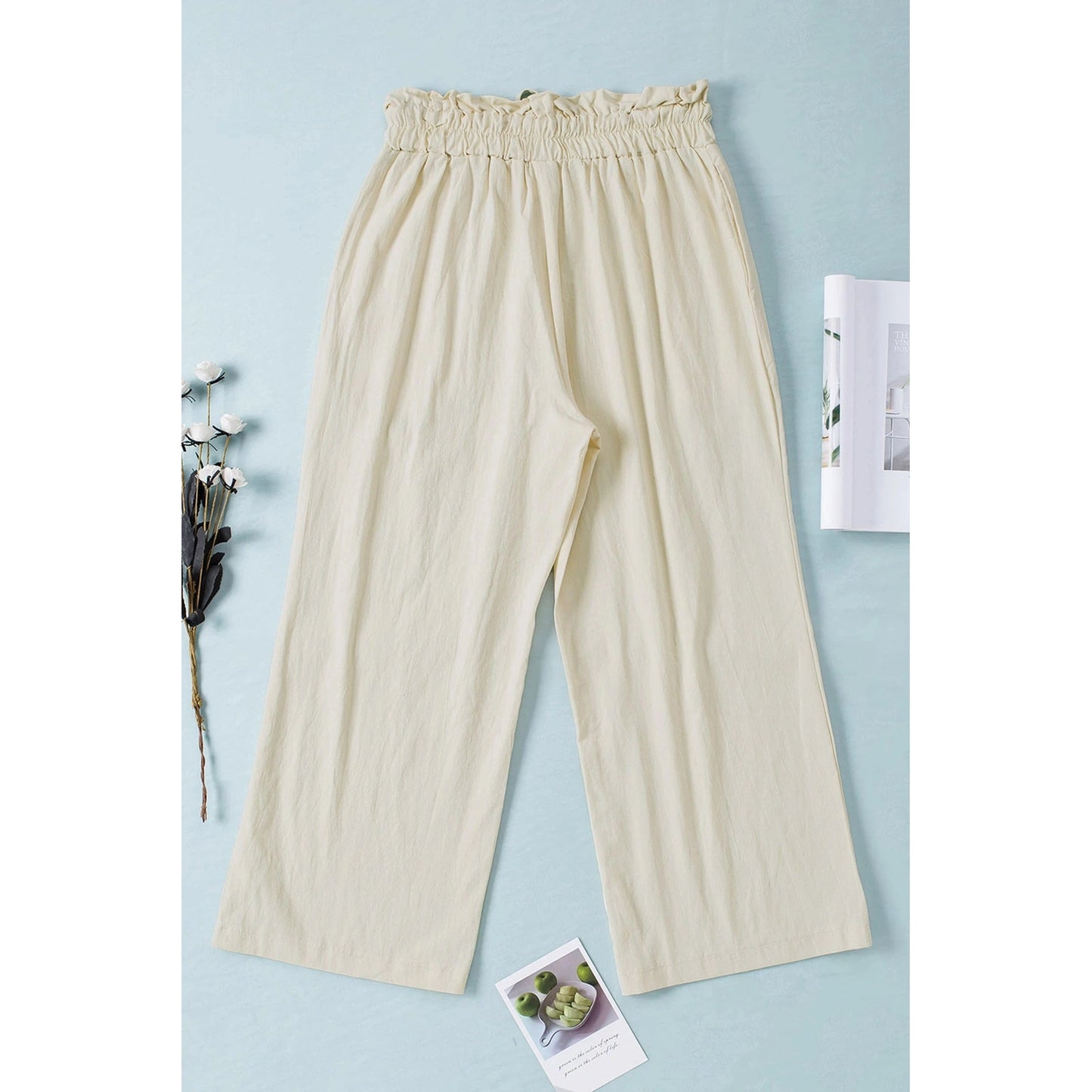 Minni Paperbag Waist Straight Leg Cropped Pants