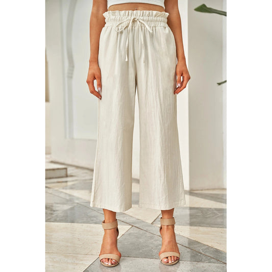 Minni Paperbag Waist Straight Leg Cropped Pants