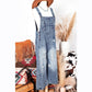Mackie Stone Blue Distressed Bib Pocket Wide Leg Denim Overall