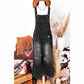 Mackie Black Distressed Bib Pocket Wide Leg Denim Overall