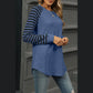 Madi Blue Striped Round Neck Long Sleeve T-Shirt