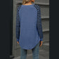 Madi Blue Striped Round Neck Long Sleeve T-Shirt