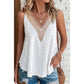 Mae White Lace Crochet Splicing V Neck Loose Fit Tank Top