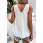 Mae White Lace Crochet Splicing V Neck Loose Fit Tank Top