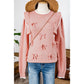 Magalie Light Pink Ruffled Bowknot Ribbed Trim Long Sleeve Sweater