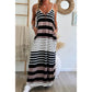 Magda Mixed Stripe Spaghetti Straps V Neck Maxi Dress