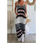 Magda Mixed Stripe Spaghetti Straps V Neck Maxi Dress