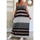 Magda Mixed Stripe Spaghetti Straps V Neck Maxi Dress