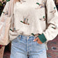 RTS Twisted Ribbed Duck Print Crewneck Casual Pullover Top