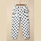 Manda White Polka Dot Print Bow Detail Pocketed Barrel Jeans