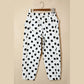 Manda White Polka Dot Print Bow Detail Pocketed Barrel Jeans