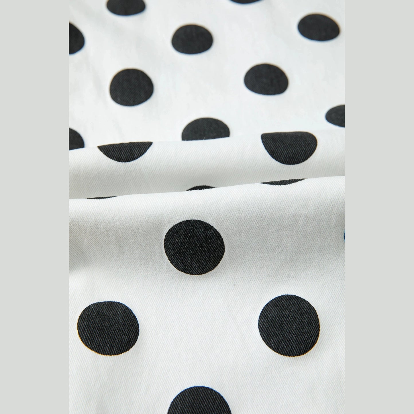 Manda White Polka Dot Print Bow Detail Pocketed Barrel Jeans
