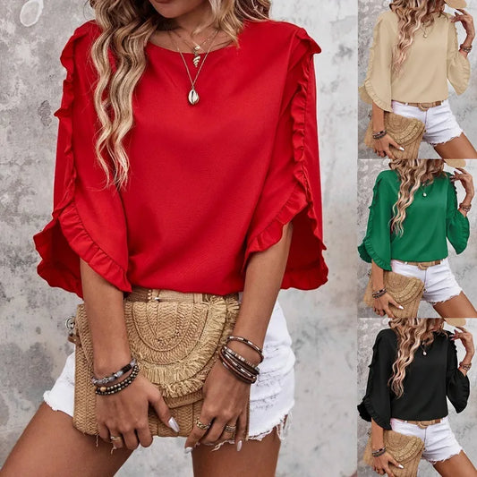Manda Three-quarter Butterfly Sleeve Top - 5 Colors