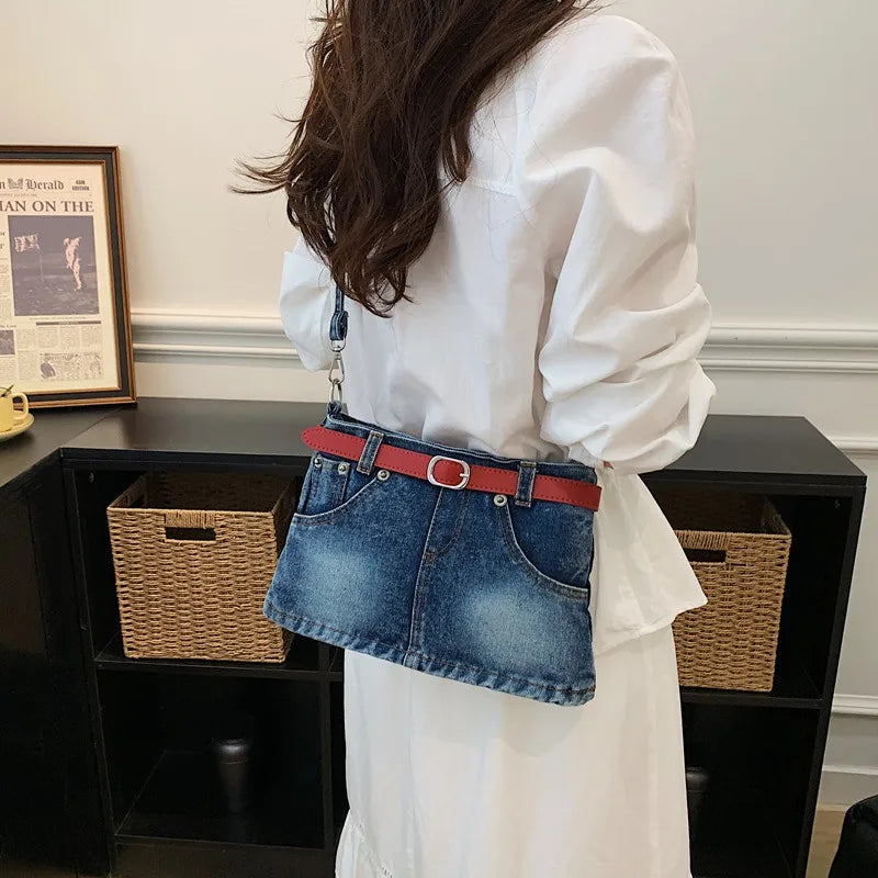 Mandisa Dark Blue Denim Skirt Shoulder Bag