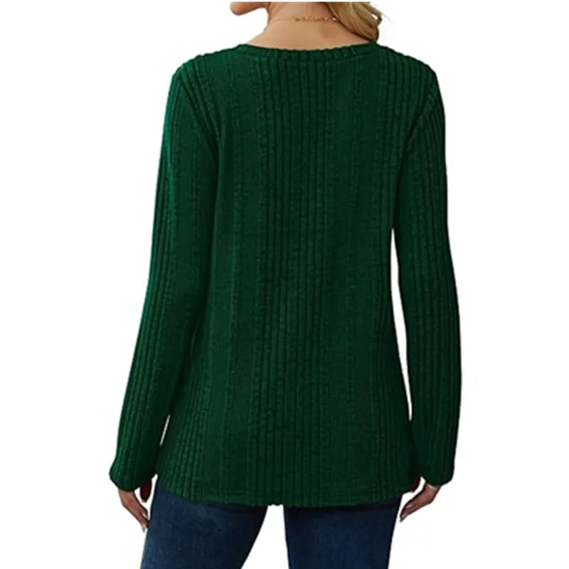 Marbella Green V Neck Loose Fit Sweater