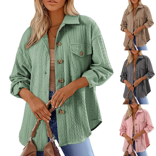 Marceline Textured Button Up Long Sleeve Shacket - 4 Colors