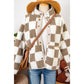 Marci Brown Checked Snap Button Sherpa Jacket