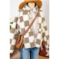 Marci Brown Checked Snap Button Sherpa Jacket