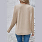 Margo Beige Leopard Print Detail Round Neck Long Sleeve Top