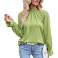 Maria Green Mock Turtle Neck Long Sleeve Blouse