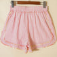 SALE!!!  Mariah Light Pink Floral Trim Ribbon Knot Striped Casual Shorts