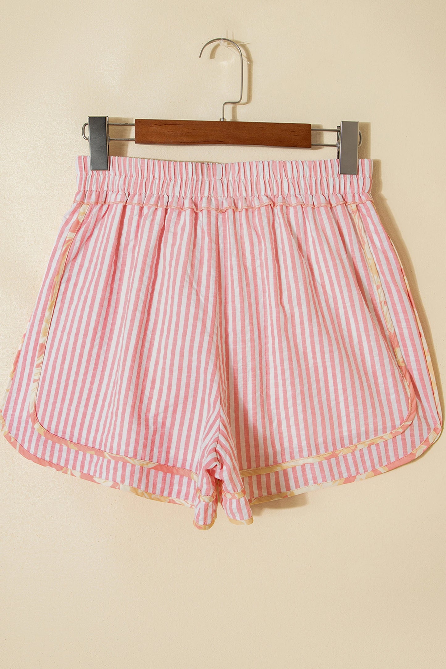 SALE!!!  Mariah Light Pink Floral Trim Ribbon Knot Striped Casual Shorts