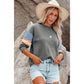 Marimar Grey Color Block Round Neck Long Sleeve Sweatshirt