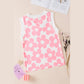 Marinda Pink Cute Flower Knitted V Neck Tank Top