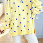 Marjorie Yellow Polka Dot Loose Long Sleeve Split Hem Pullover Top