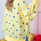 Marjorie Yellow Polka Dot Loose Long Sleeve Split Hem Pullover Top