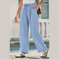 Marla Drawstring Elastic Waistband Pleated Loose Pants