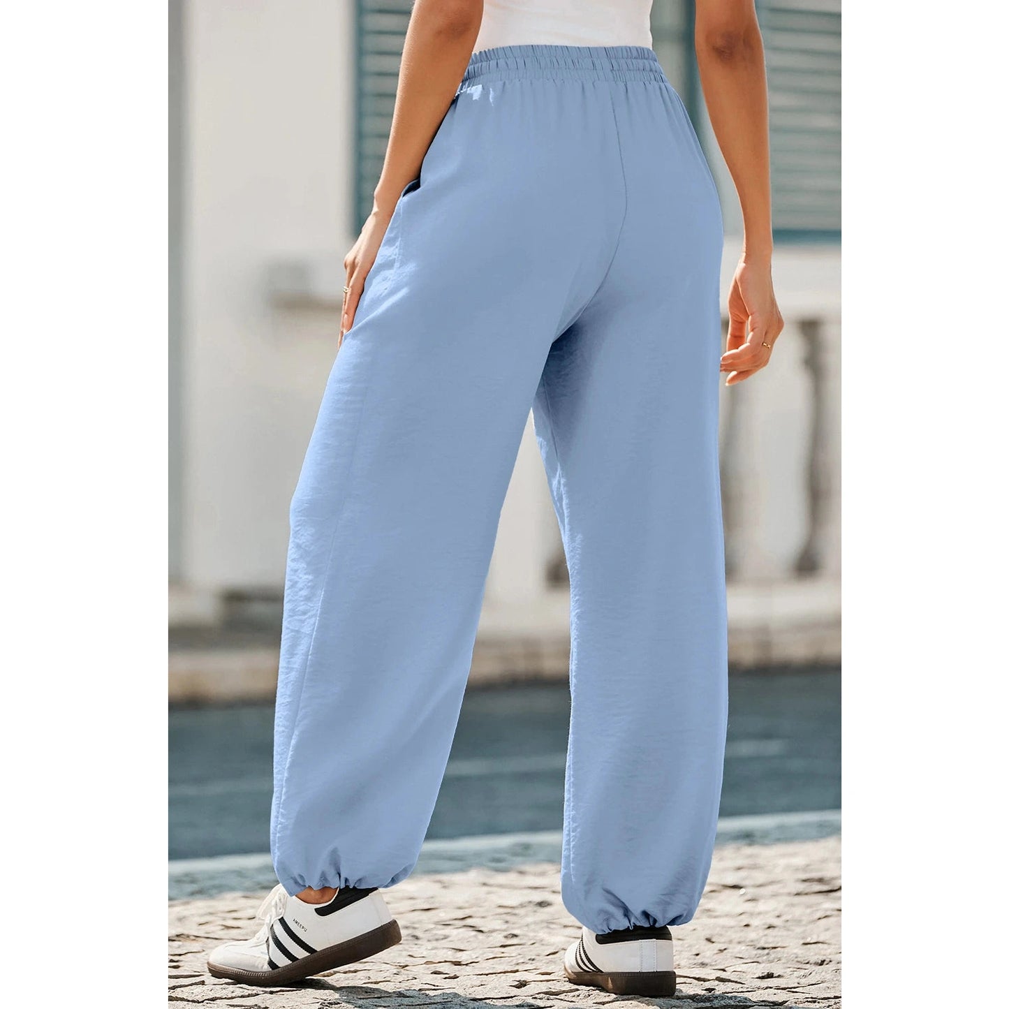 Marla Drawstring Elastic Waistband Pleated Loose Pants