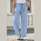 Marla Drawstring Elastic Waistband Pleated Loose Pants