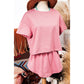 Marleem Pink Cropped Tee and Ruffle High Waist Skort Set