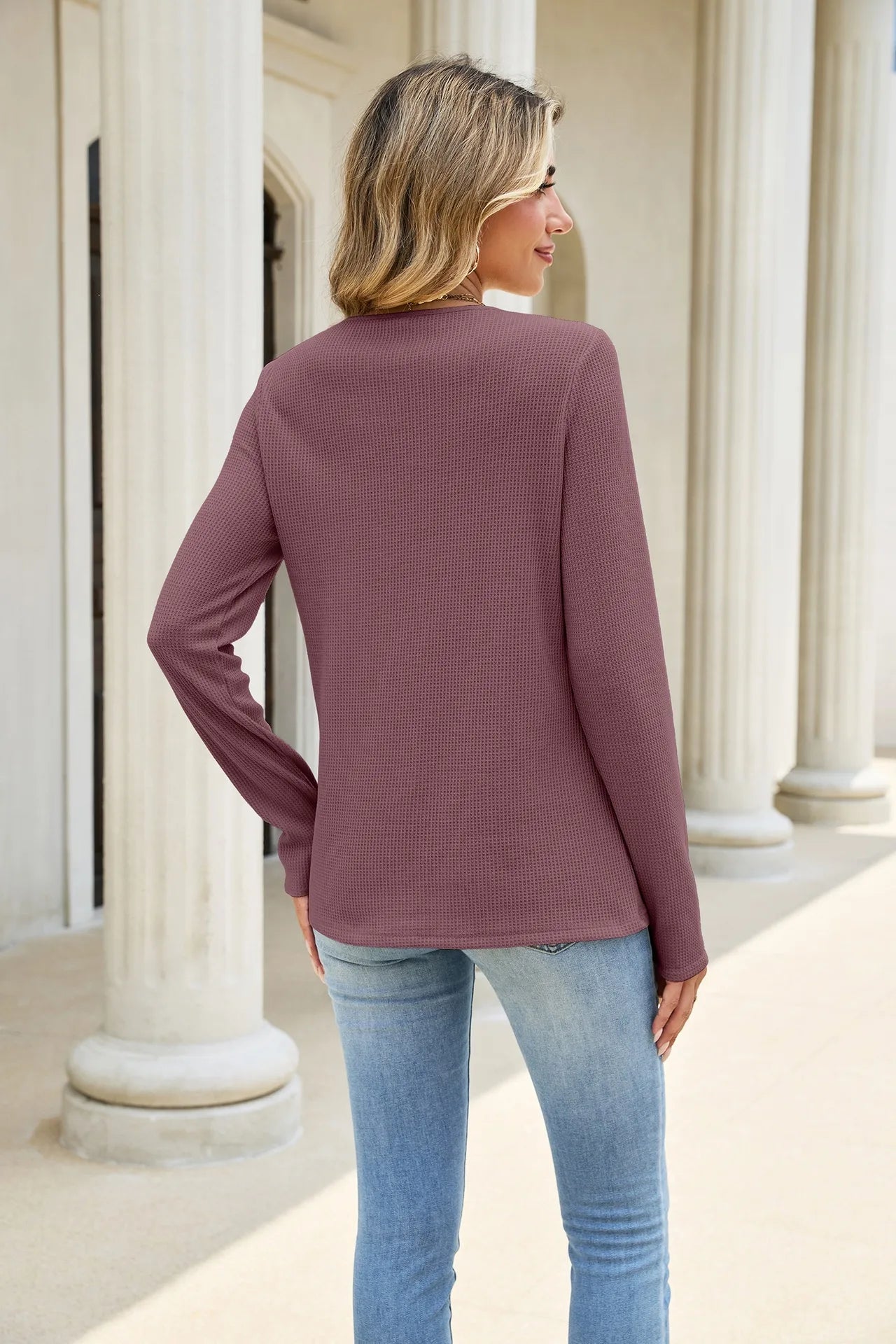 Marleem Mauve Lace‑Yoke Textured Top