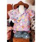 Marlene Pink Flutter Sleeve V Neck Floral Top