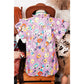 Marlene Pink Flutter Sleeve V Neck Floral Top