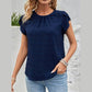 Marsey Navy Textured Pleat-Neck Blouse