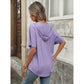 Martine Purple Lightweight V‑Neck Short Sleeve Hoodie