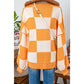 Maryam Orange Checkered Bishop Sleeve Sweater