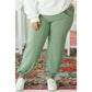 Matti Green PLUS SIZE Drawstring Shirred Waist Casual Jogger Pants