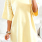 Matty Yellow Cream Eyelet Embroidered Lace Splicing Sleeve Loose T Shirt Dress