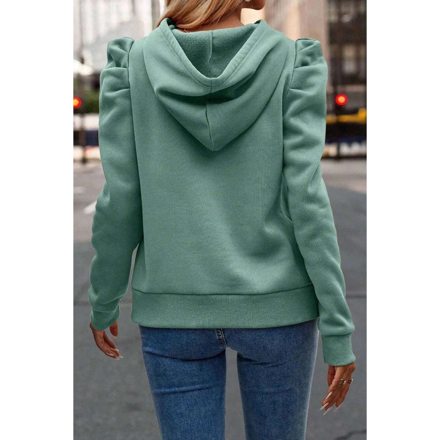 Maude Green Hooded Long Sleeve Sweatshirt