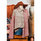 Maudette Pink Color Block Chest Pockets Buttoned Corduroy Shacket