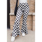 Mauri Black Checkerboard High Rise Casual Flared Pants