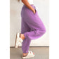 Mavie Lilac Drawstring Elastic Waistband Solid Color Jogger Pants